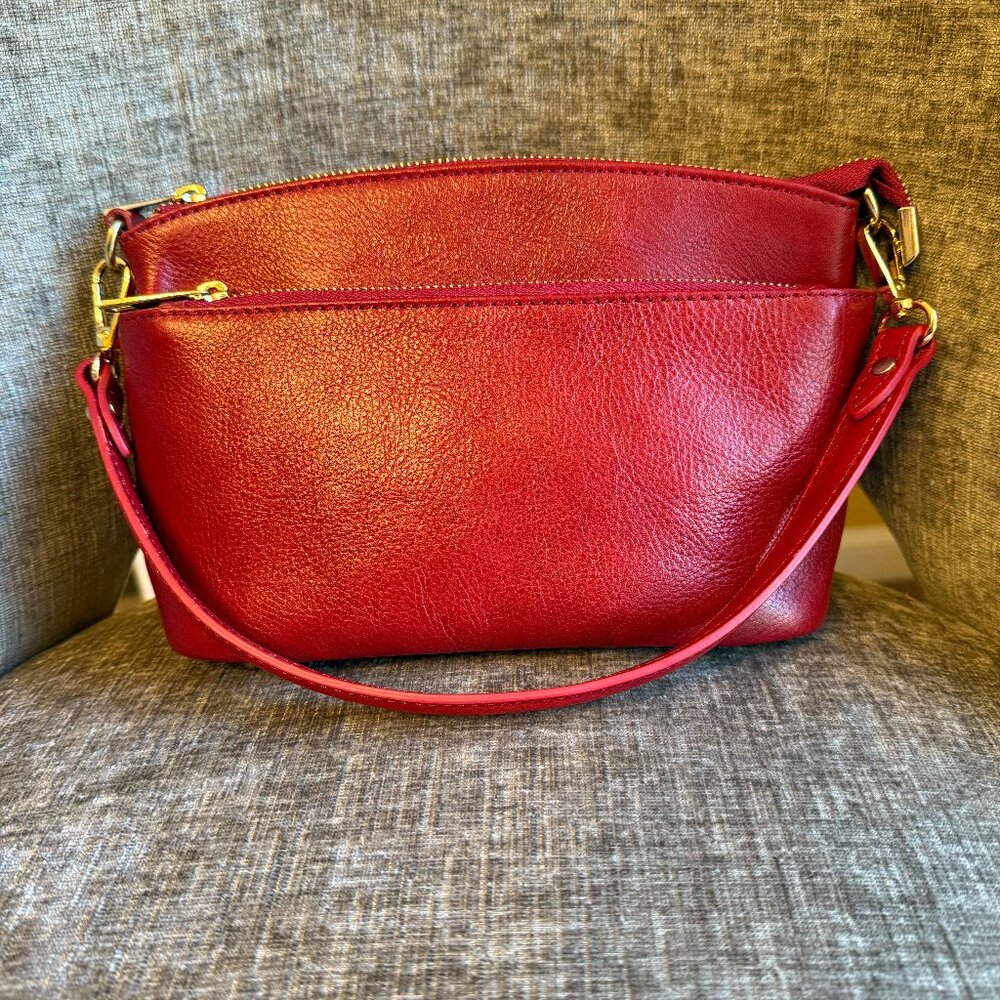 Divina Firenze - Made in Italy - Red - 100% Leather Handbag - Barely Used - Picture 2 of 7